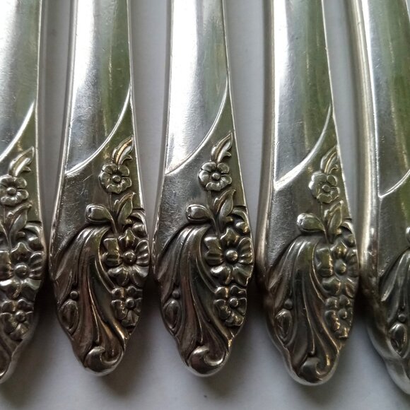Silver Plate Community Oneida c1950s 6 Dinner Knives 6 Dinner Forks EVENING STAR - Picture 4 of 11